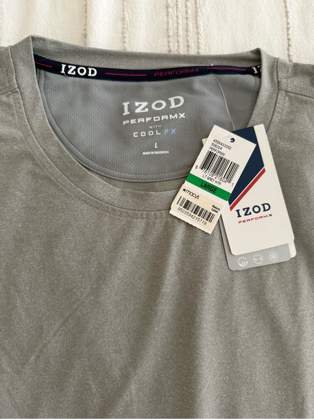 Izod PerformX Short-Sleeve Crew Neck Tee in Light Gray